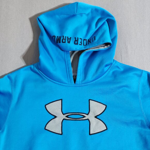 Under Armour Storm Hoodie youth boy size L light blue with graphic loose fit - Picture 2 of 11